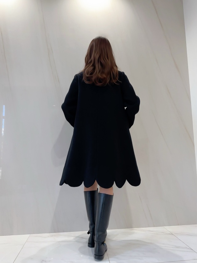 selva secreta】Scalloped Wool Coat(black)