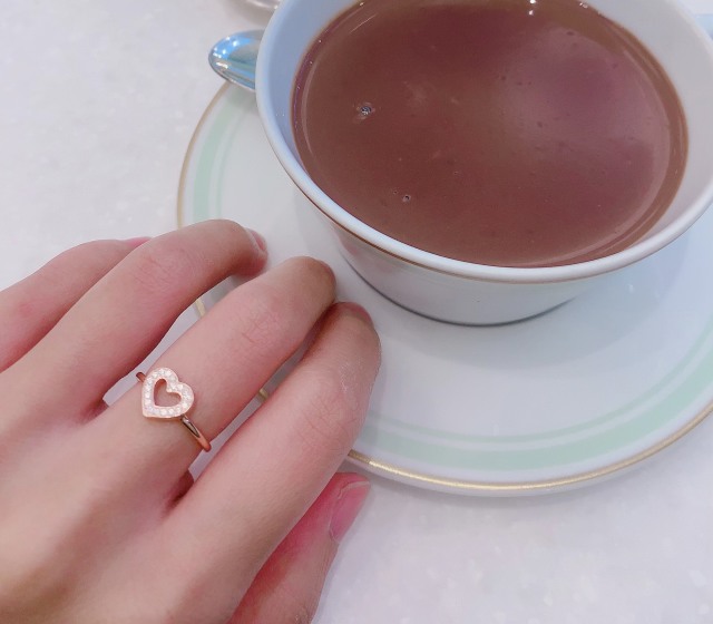 【selva secreta】Heart Shape Ring(pink-gold-color)