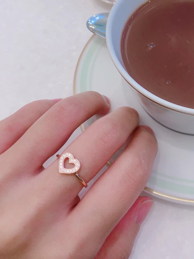 【selva secreta】Heart Shape Ring(pink-gold-color)