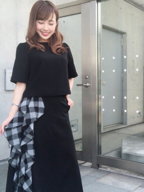 【selva secreta】RUFFLE CHECK SKIRT (black)