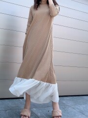 【selva secreta】Hem Chiffon Dress(beige)