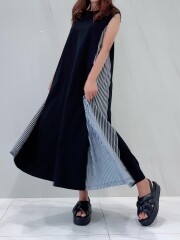 【selva secreta】side stripe Aline dress
