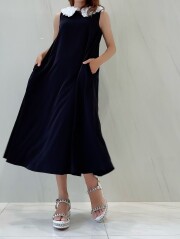 【selva secreta】Whip Collar Dress (navy)