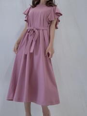 【selva secreta】FRILL Tshirt Dress(Dusty-pink)