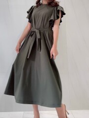 【selva secreta】FRILL Tshirt Dress(Mood-Khaki)