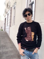【selva secreta】MEN'S BEAR KNIT(black)