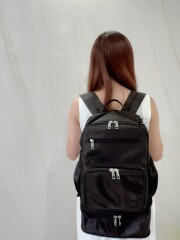 【selva secreta】Extend Monogram logo BACKPACK(black logo×inside-pink)