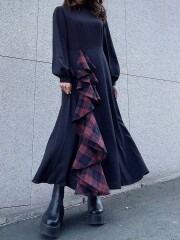 【selva secreta】RUFFLE CHECK DRESS (check-red)