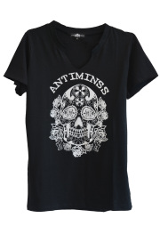 【ANTIMINSS】MEXICAN SKULL T-SHIRT (V-neck)