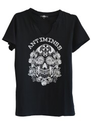 【ANTIMINSS】MEXICAN SKULL T-SHIRT (V-neck)