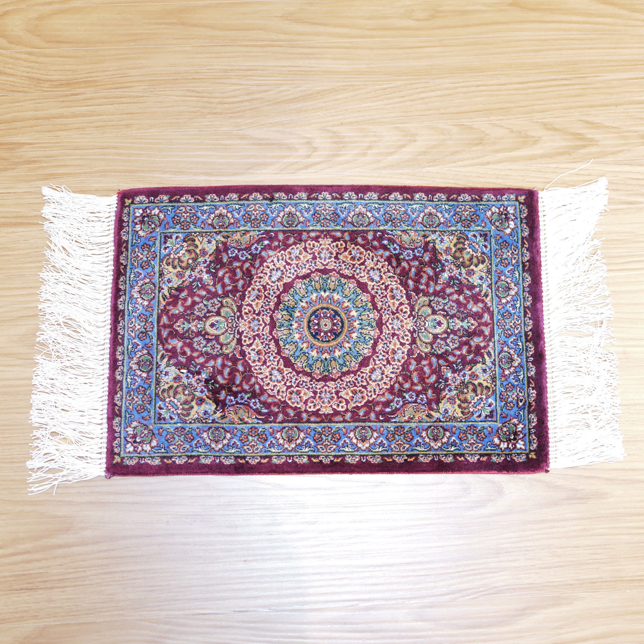 高密度ウィルトン織 ペルシャ絨毯 ミニラグ 44×30 イラン製 モダール100% Hakamaneshi 玄関マット アンティーク