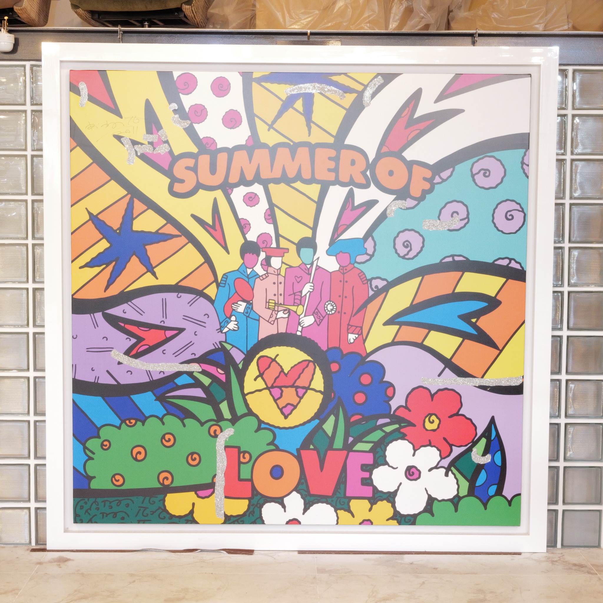 ロメロ・ブリット Romero Britto SUMMER OF LOVE BEATLES 超大型作品 ポップアート 現代美術 ブラジル ディズニー公認作家 絵画 真作保証