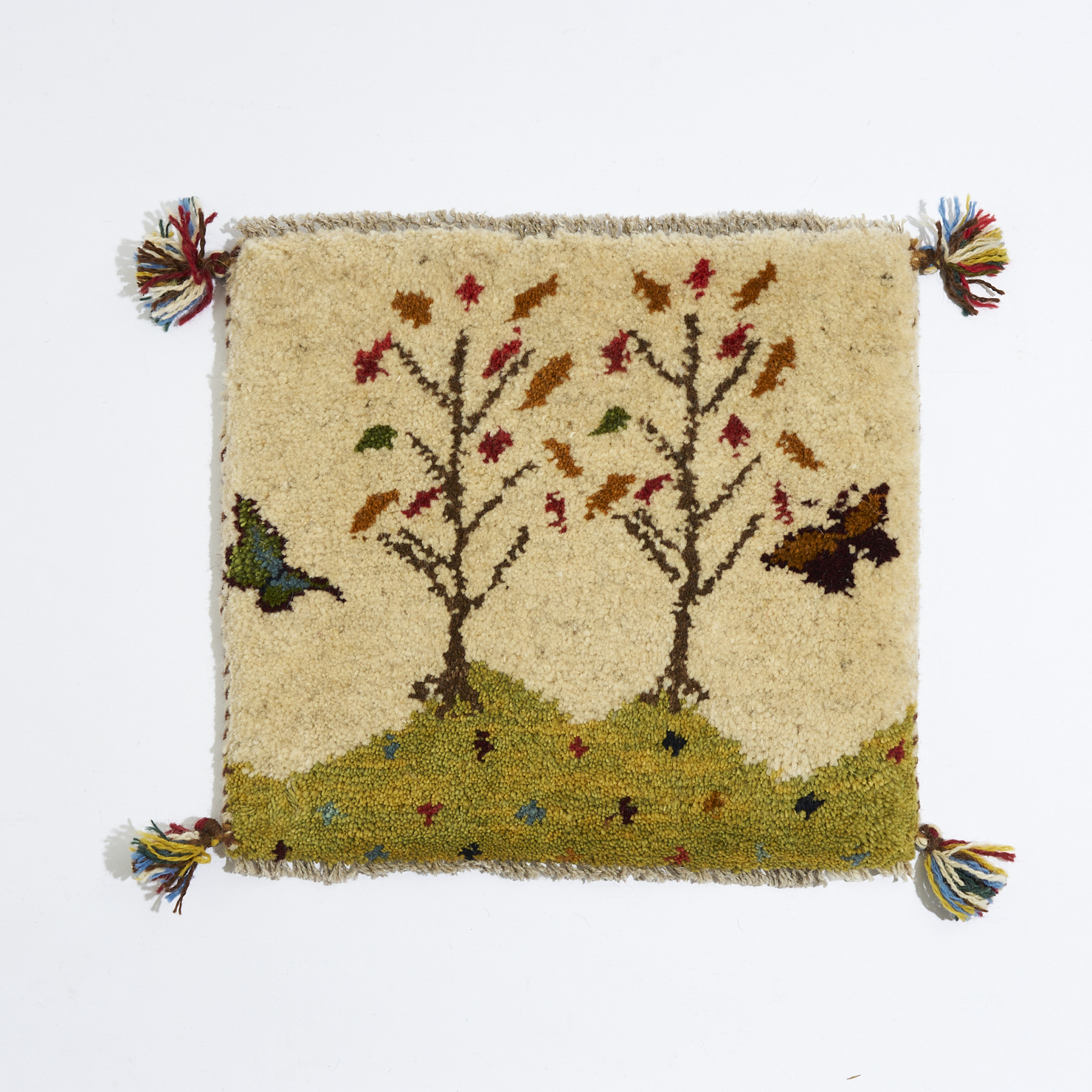 イラン 新品 ウール100% ギャッベ（座布団サイズ） ECCNG0064