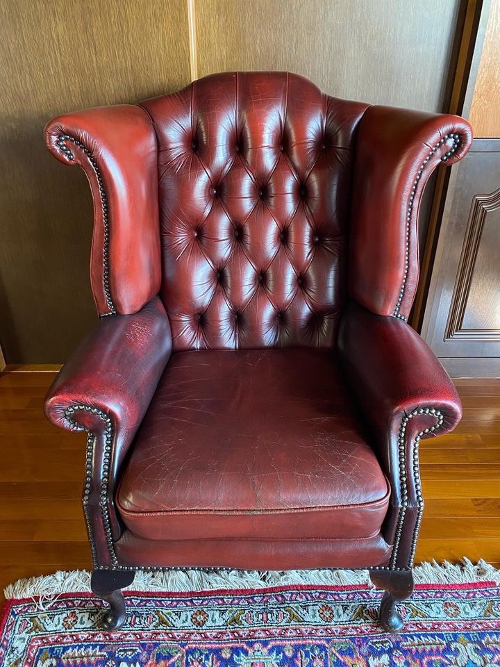 イギリス ヴィンテージ レザー ウッド チェスターフィールド ECJPAB0008