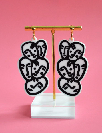 アメリカ レジン ステンレス ブラックフェイス(顔)ピアス ECJPJC0211