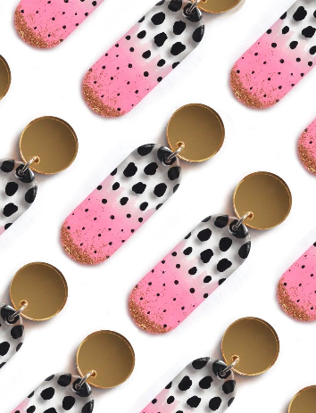 アメリカ レジン ステンレス ピンクオーバルピアス ECJPJC0212