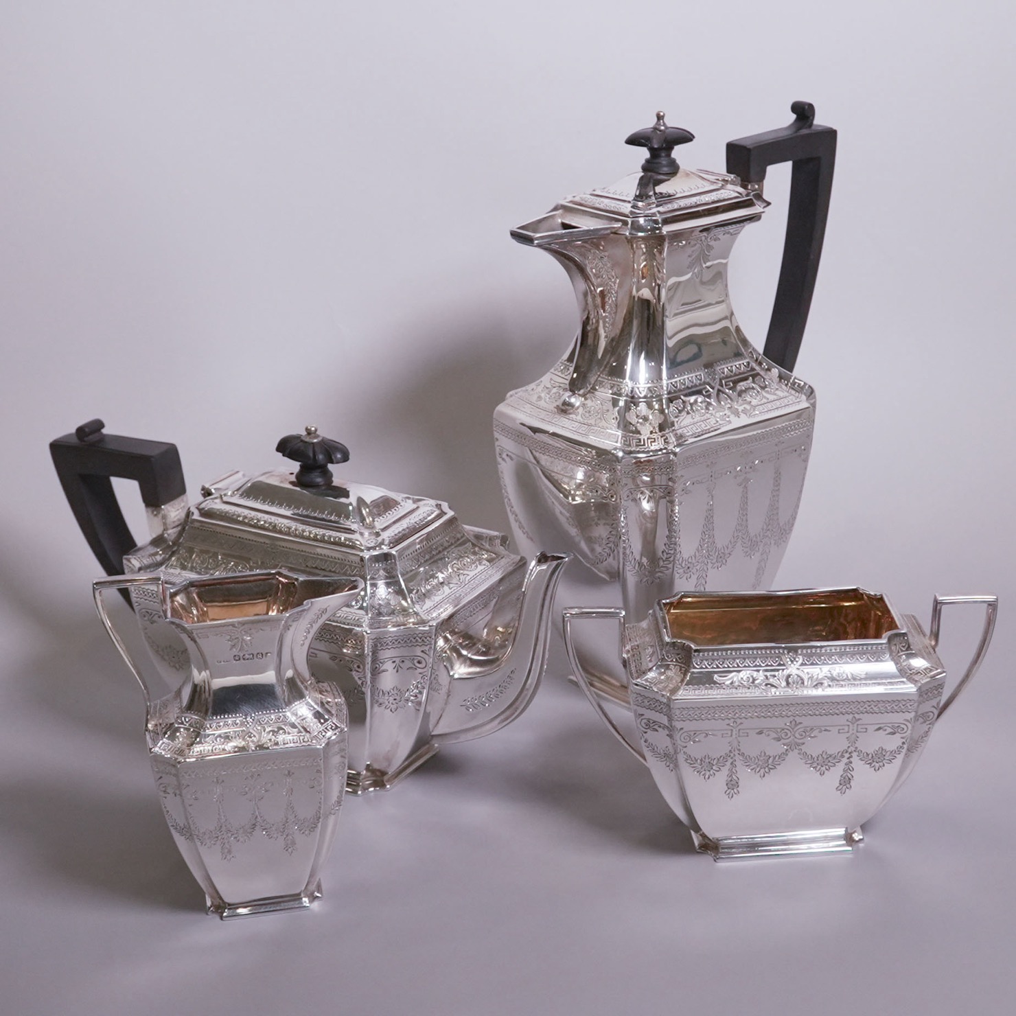 イギリス 1880年代 シルバー ティーサービス4点 ECJPTD0055