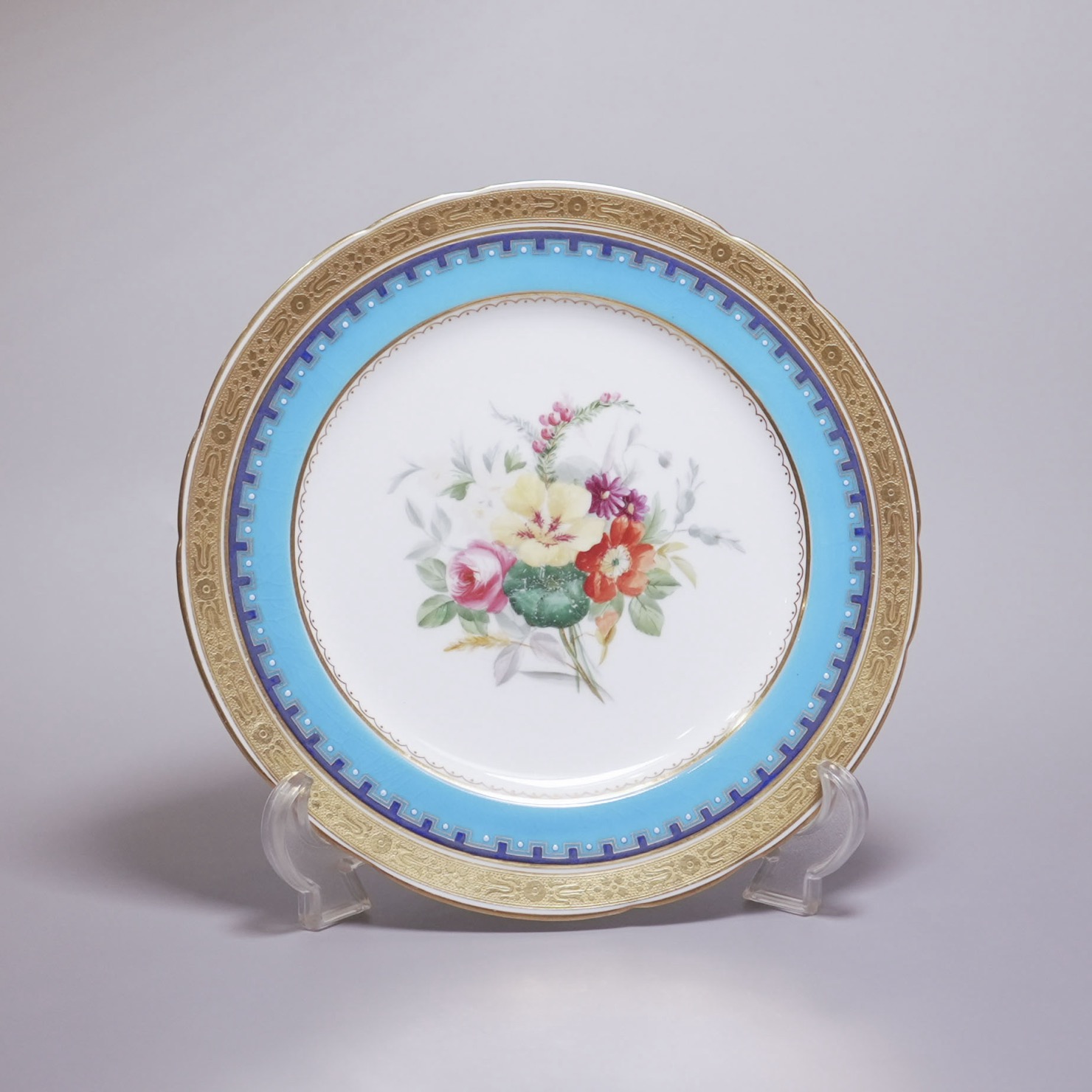 イギリス 1850年代 磁器 Minton ミントン 花紋プレート ECJPTD0057
