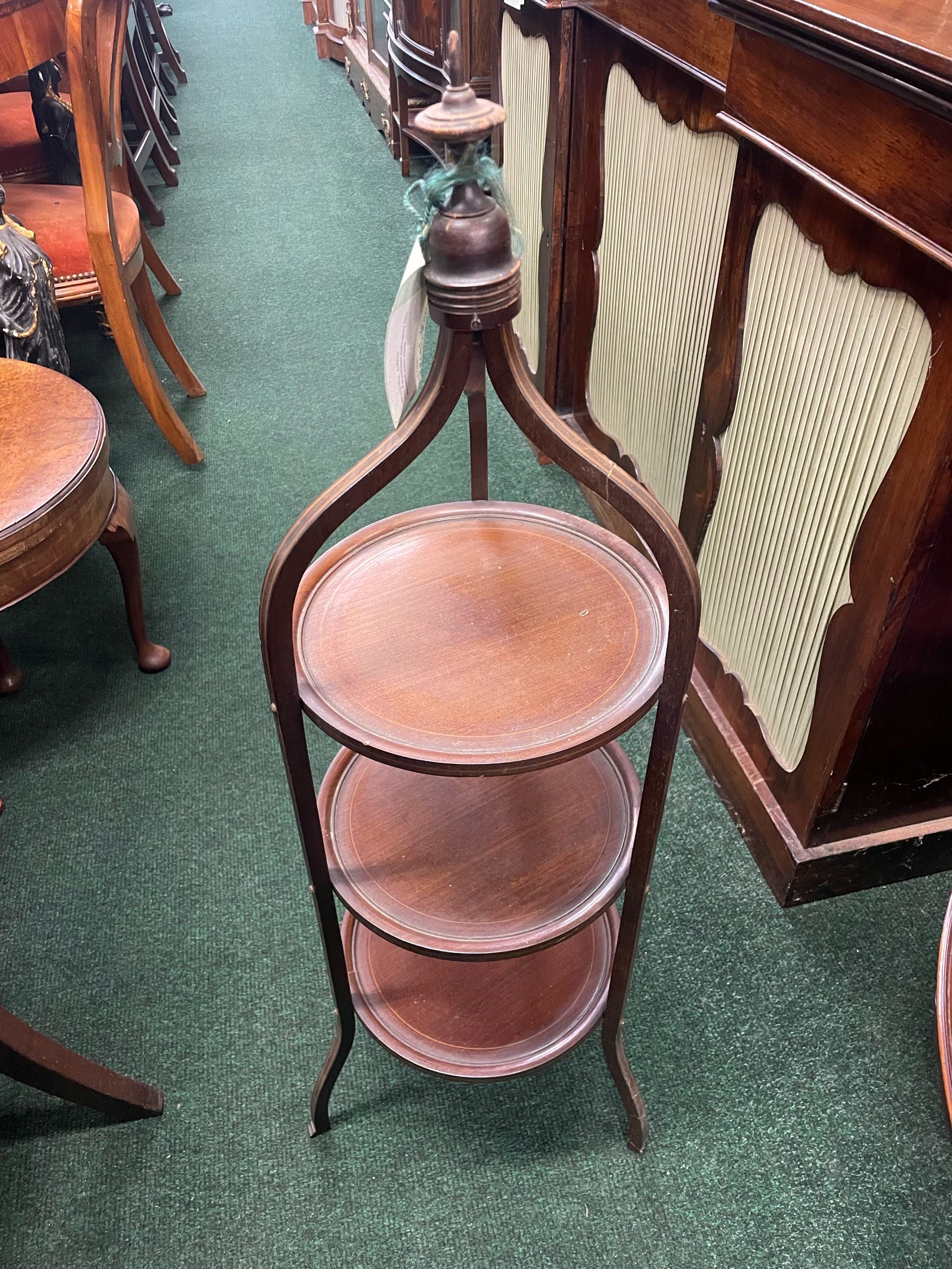 イギリス 1900年代 マホガニー サテンウッド ケーキスタンド ECUKBW0020