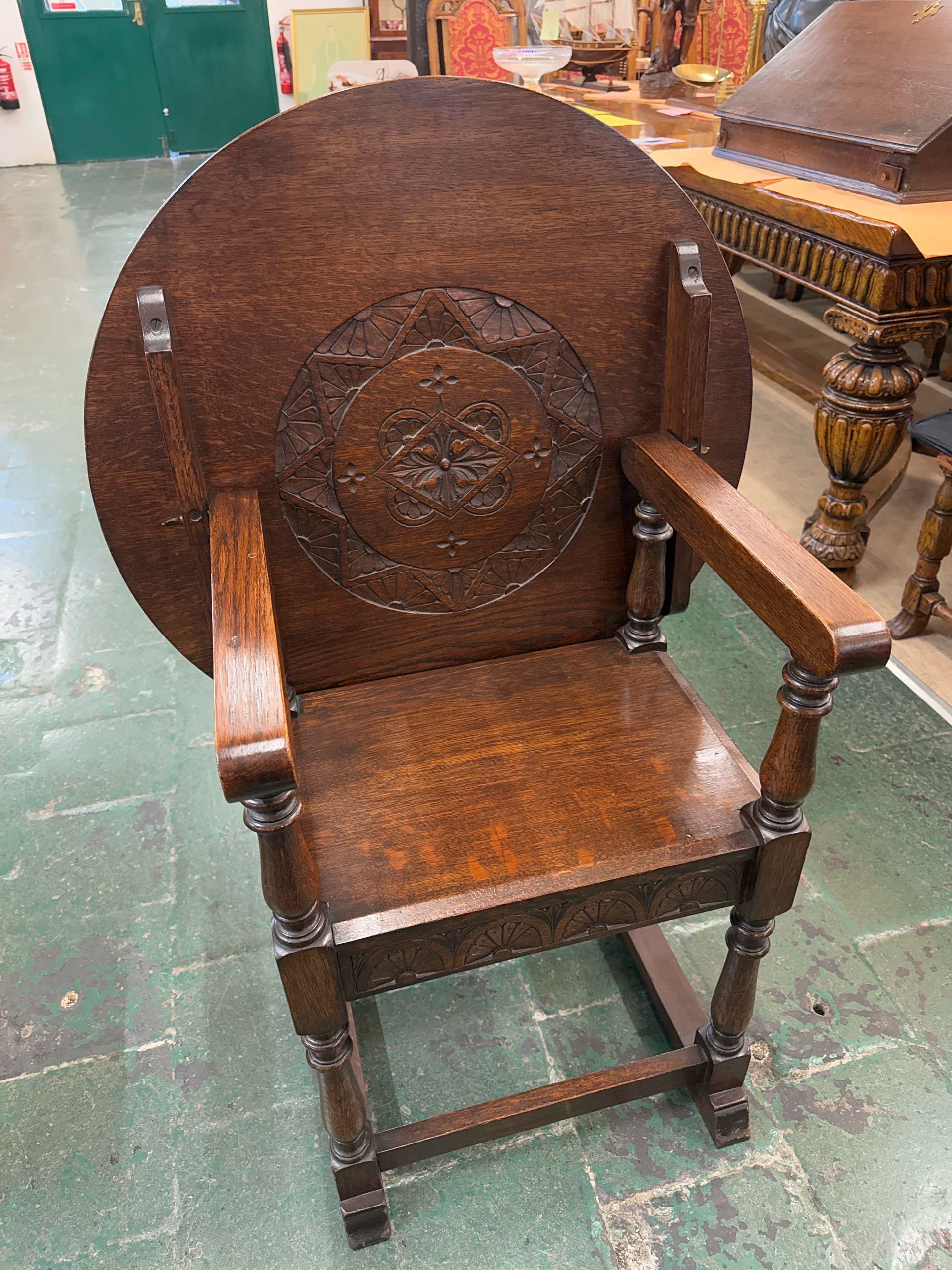 1920年代　英国アンティークチェア　オークチェア イギリス 1920年代 オーク モンクスチェア