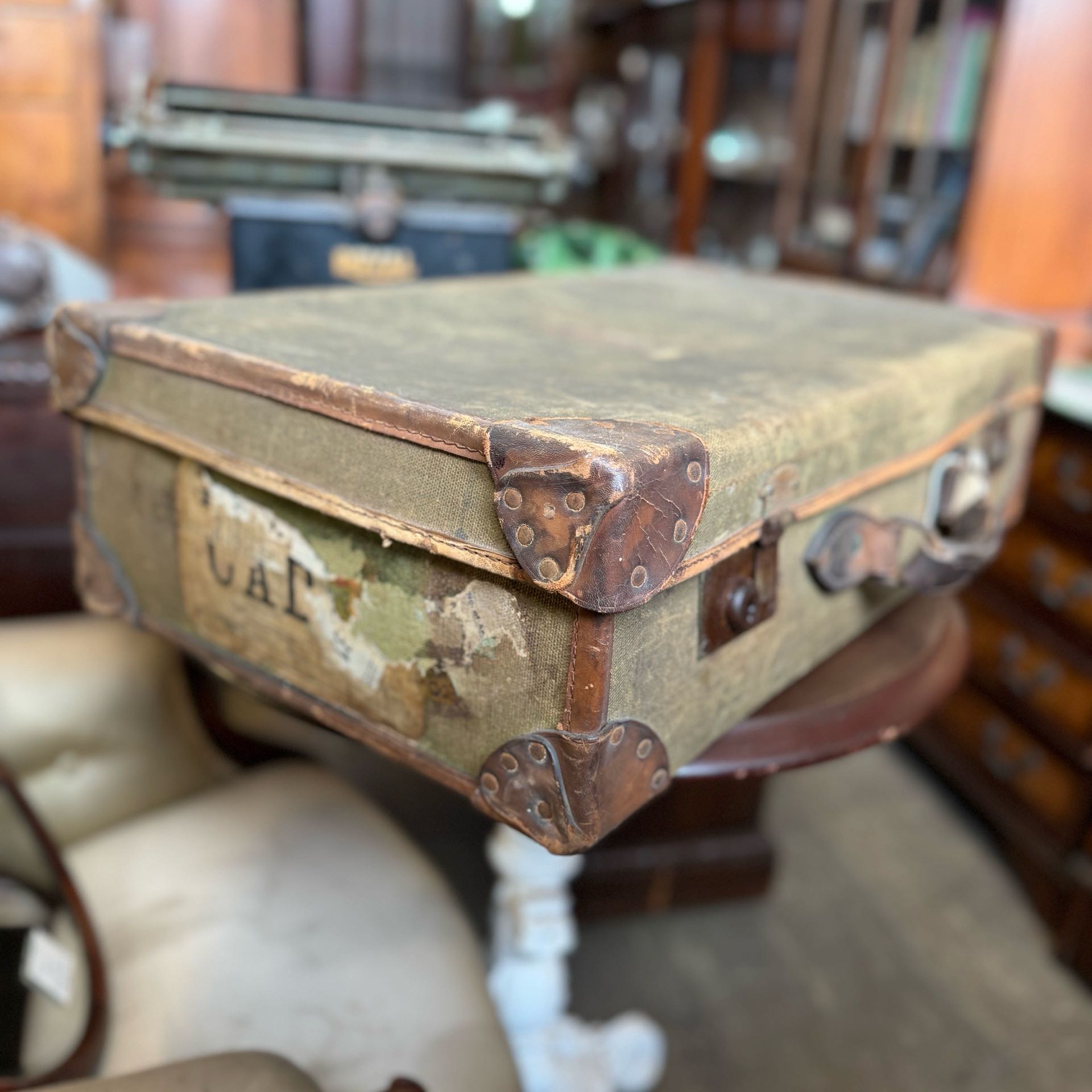 イギリス 1940年代 ファブリック レザー トランクケース