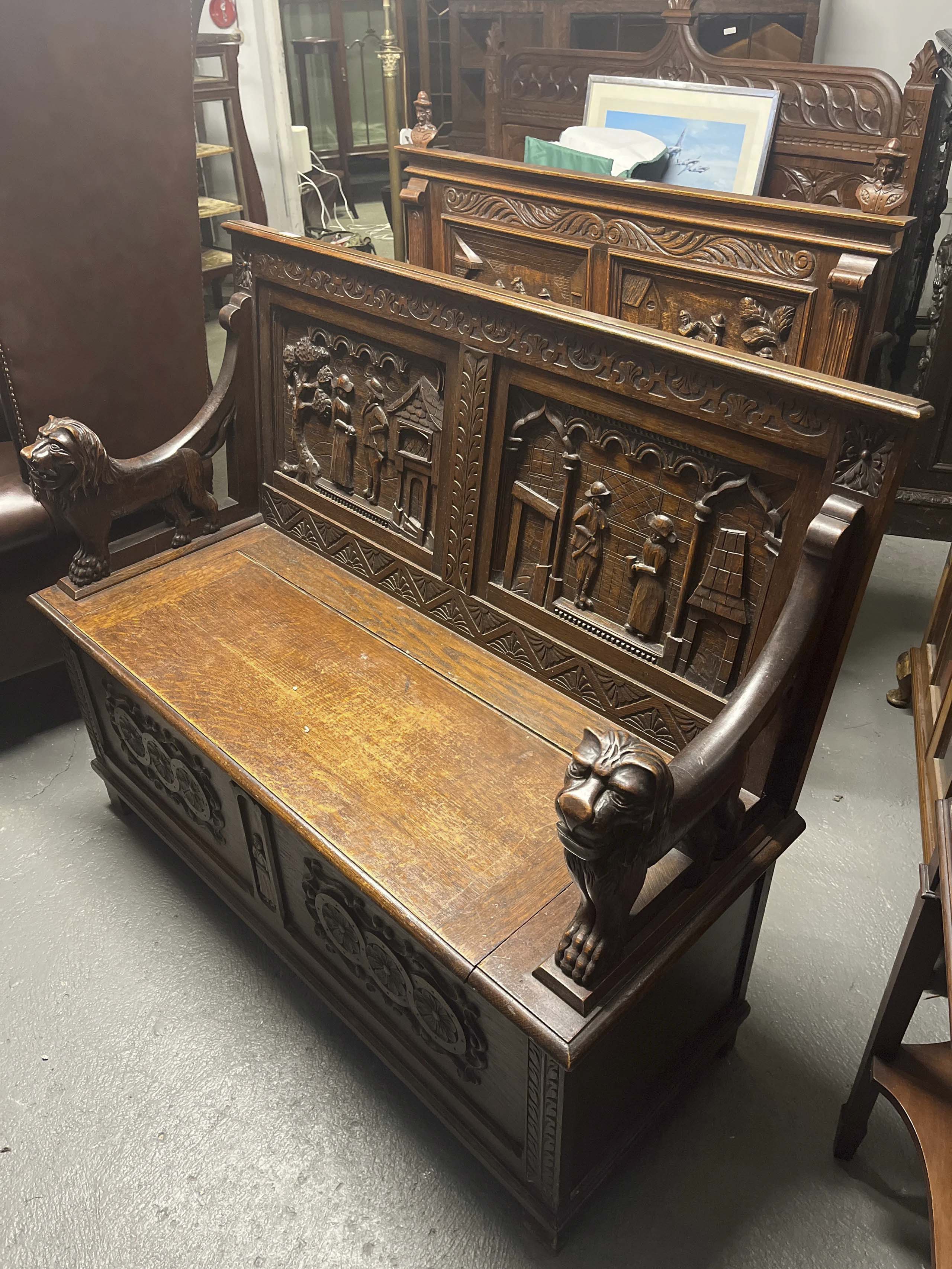 イギリス 1890年代 オーク モンクスベンチ EC-05688