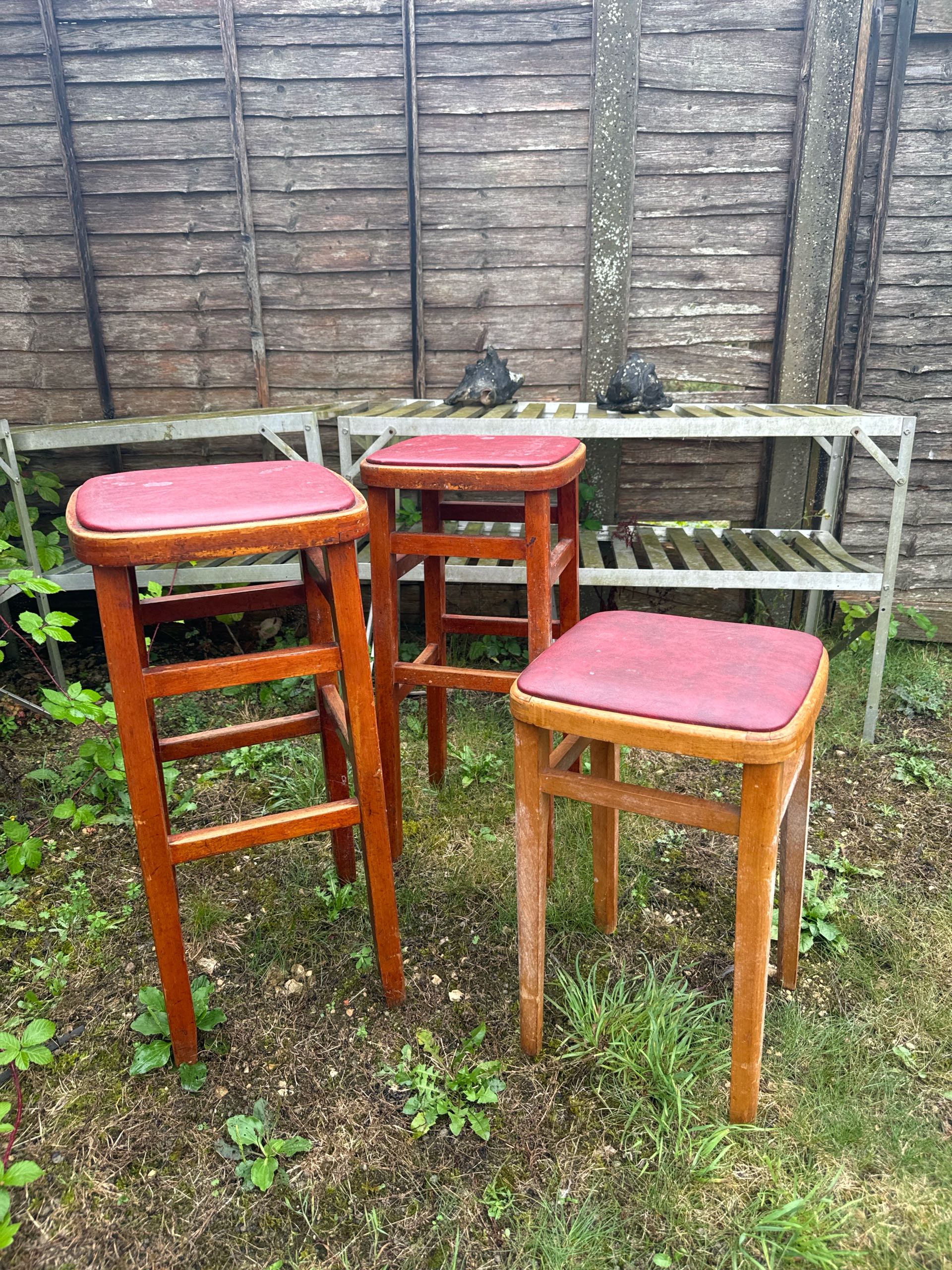 イギリス 1960年代 ビーチ カウンターチェア3セット ECUKNW0010