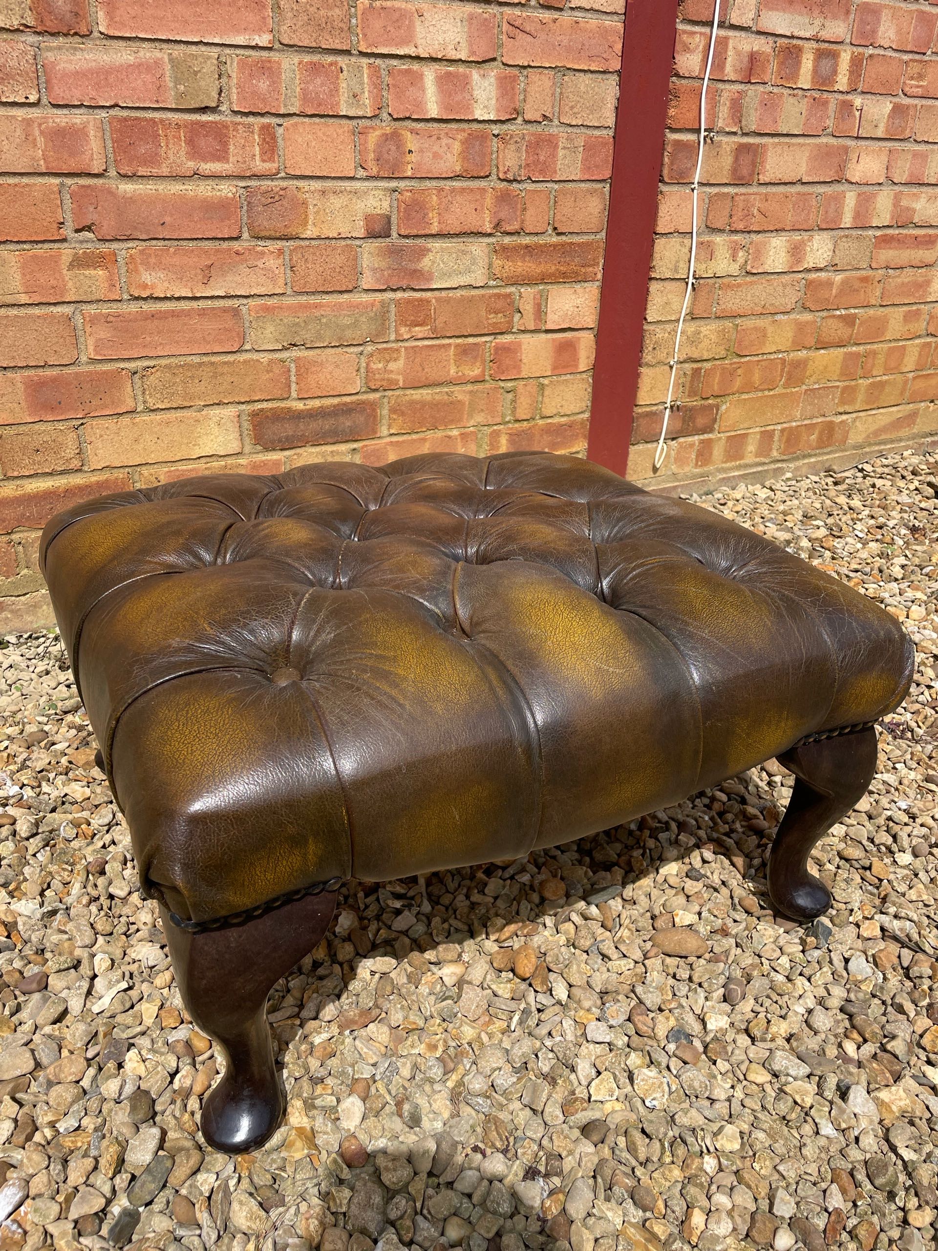 イギリス 1960年代 レザー マホガニー オットマン ECUKOB0055