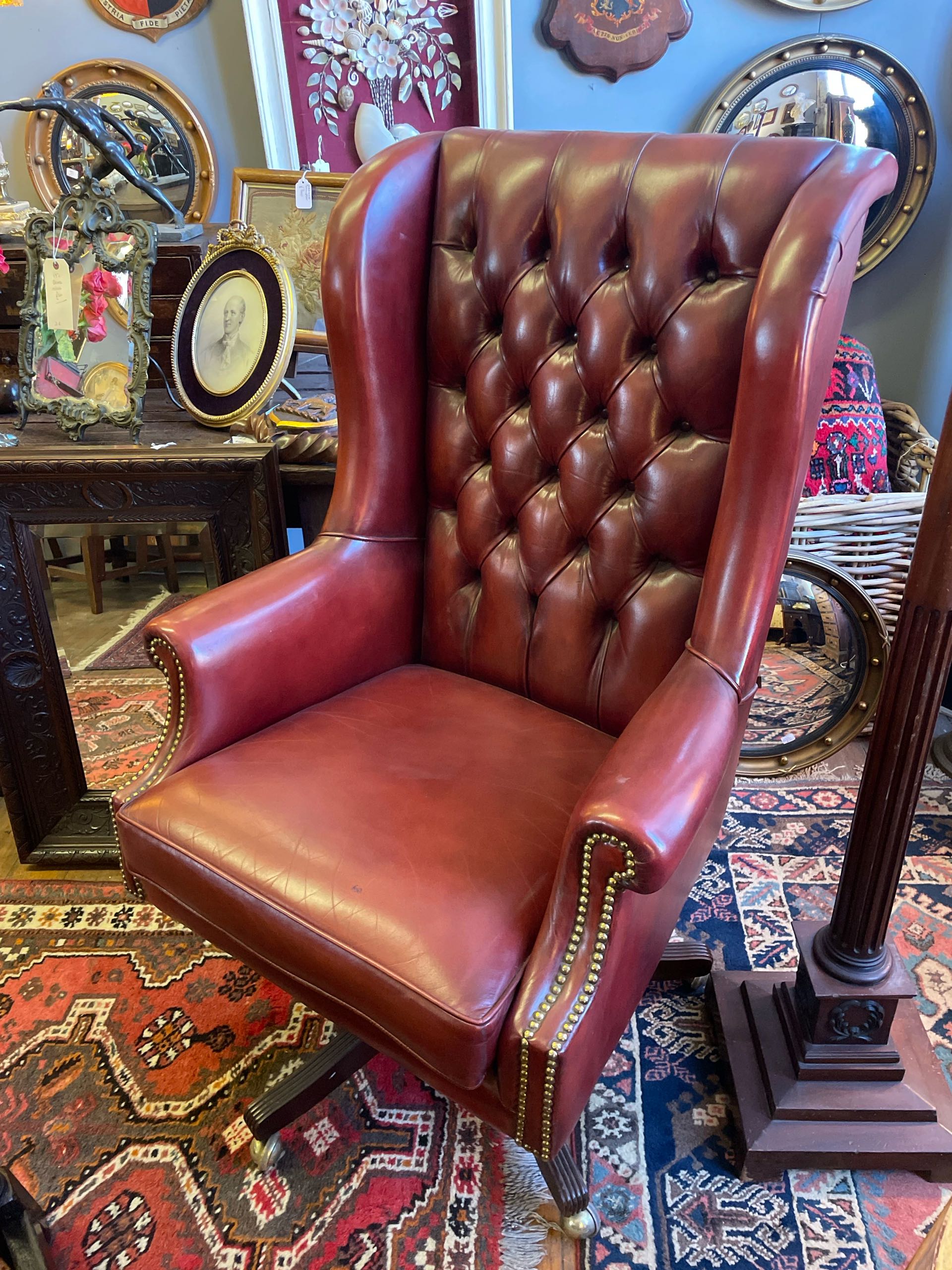 イギリス 1960年代 レザー マホガニー オフィスチェア