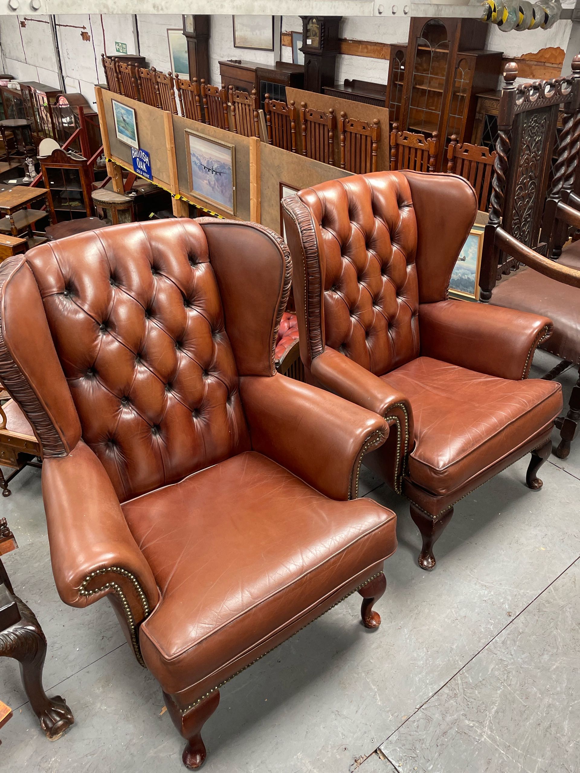 イギリス 1960年代 ビーチ レザー チェスターフィールド ペア ECUKOB0027