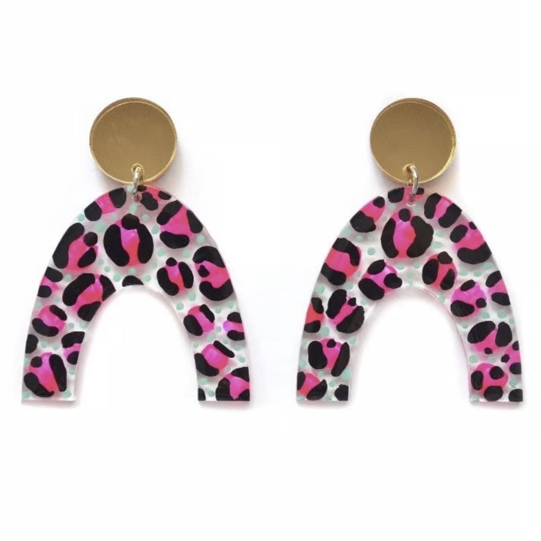 カラフルピアス/ヒョウ柄ピアス ピンク ECJPJC0116
