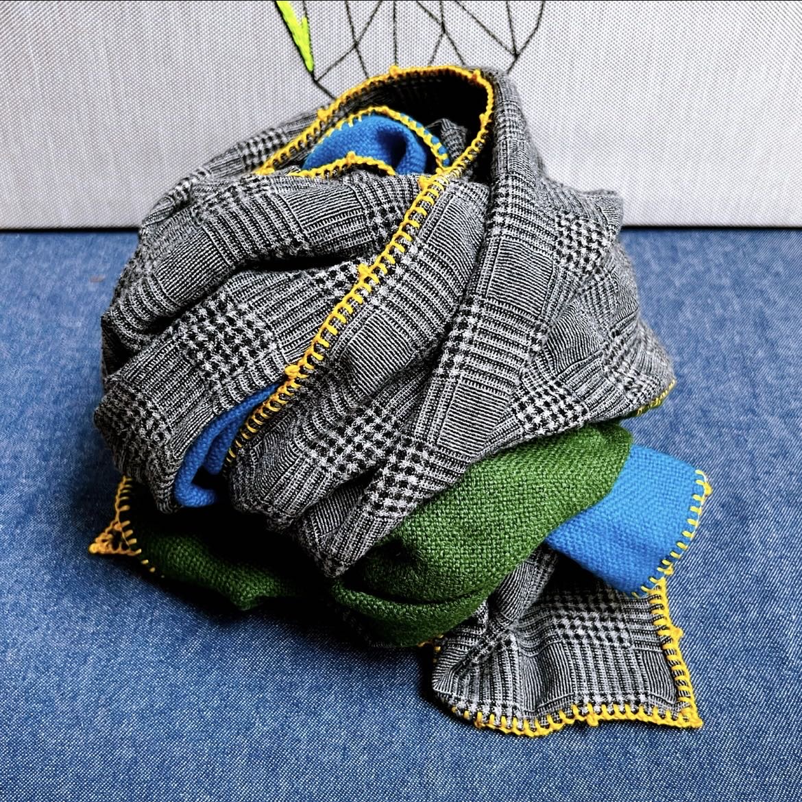 LeO ATLaNTE スカーフ/グレーチェック+グリーン＋ブルー ECJPJC0130