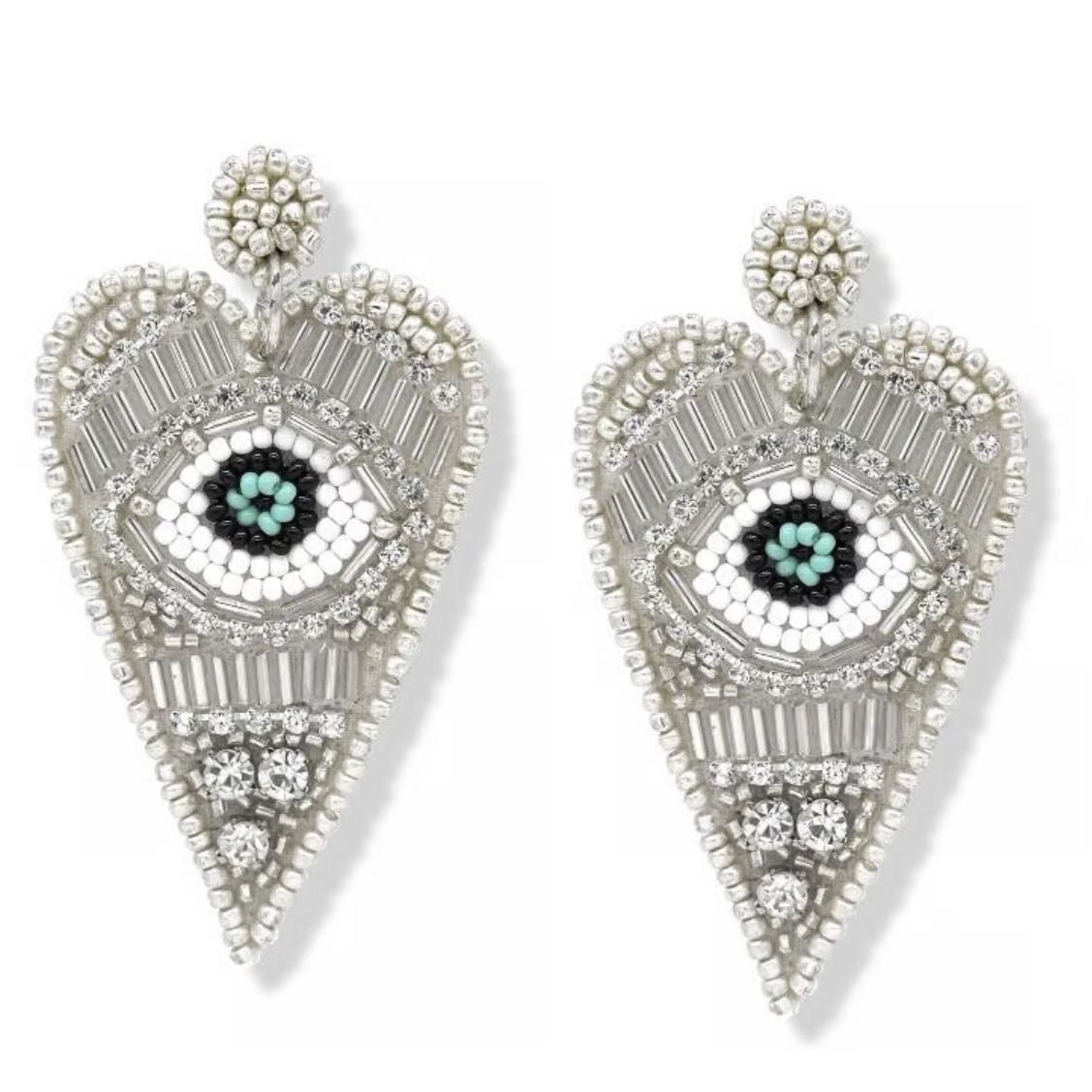 ビーズのハートピアス/シルバー ECJPJC0166