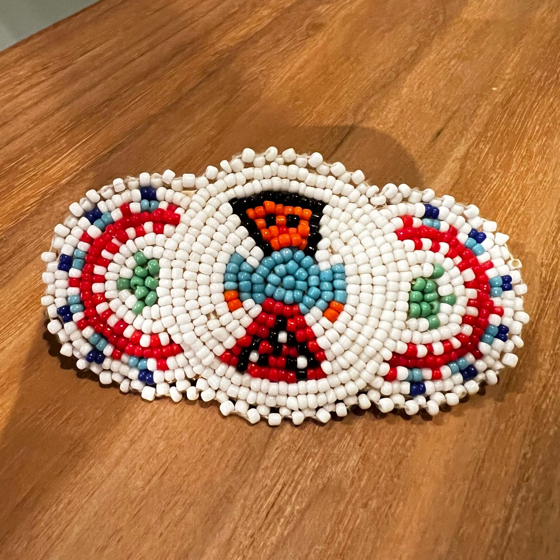 アメリカ 1990年代 ビーズ レザー ビンテージネイティブアメリカン ビーズバレッタ ECJPJC0209