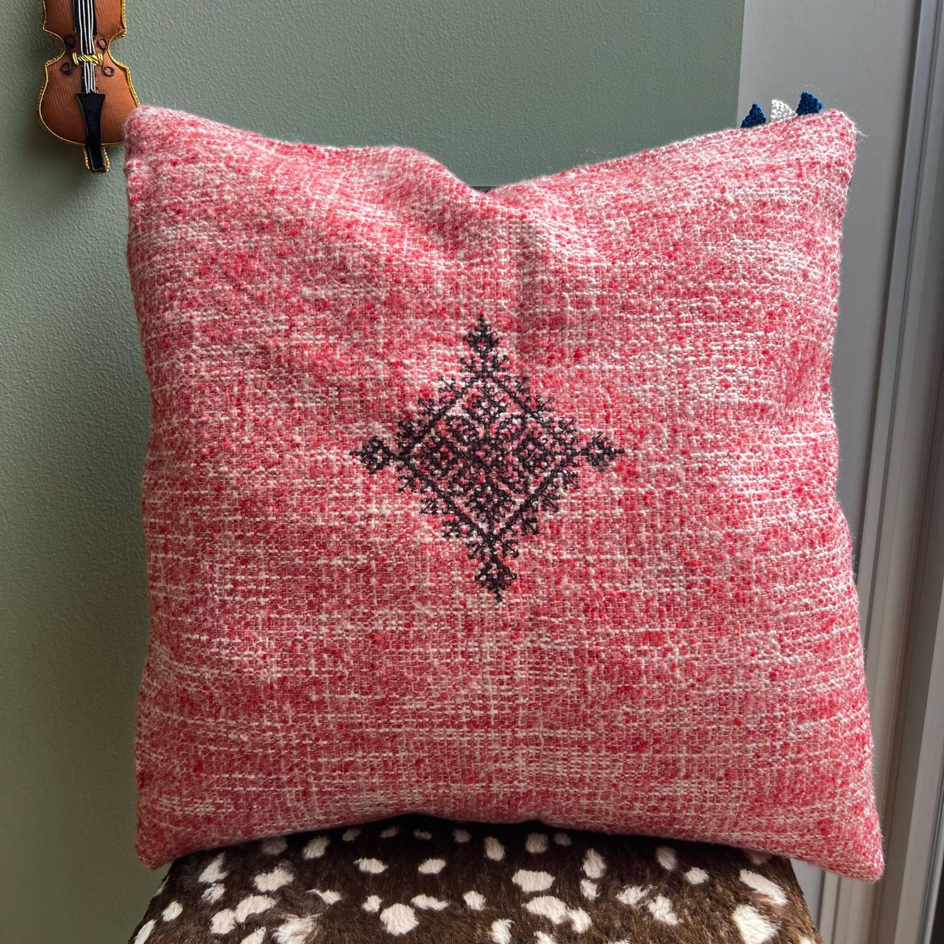 モロッコ Wool74%+Cotton20%+Polyester6%/Silk18%+Viscose82% LeO ATLaNTE レオアトランテ レオアトランテ クッションカバー/赤ツイード ECJPJC0232