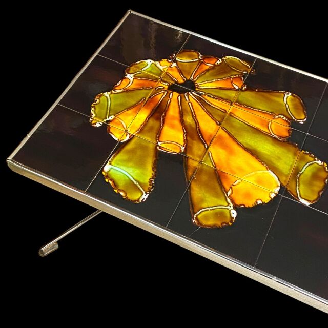 ベルギー 1960年代 クロム クロム&タイルトップ コーヒーテーブル