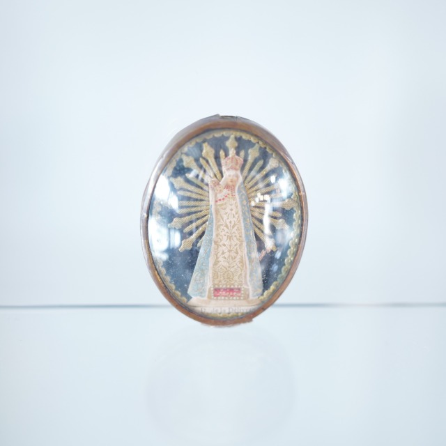 フランス 現地 仕入れ 1900年代初頭 アンティーク メダイヨン 自由の聖母 モチーフ ドームガラス 宗教画 アンティーク