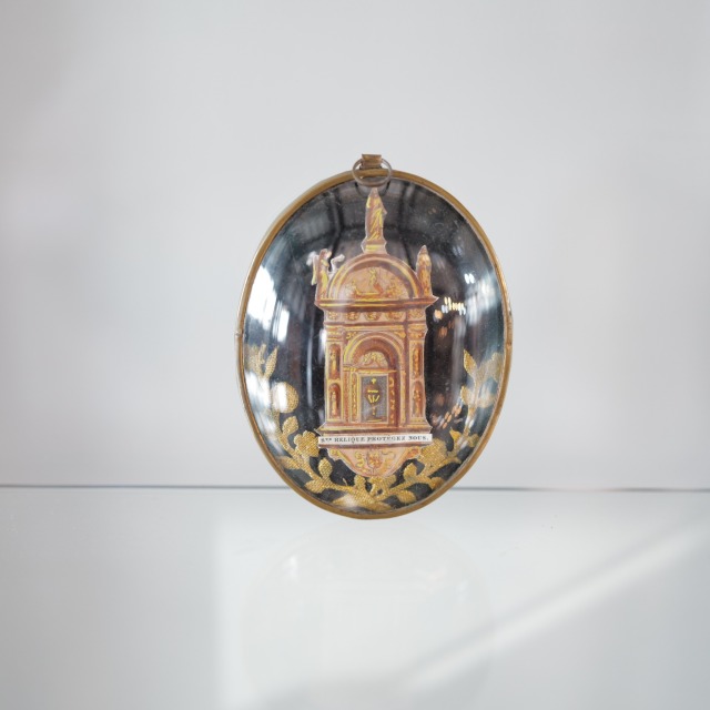 フランス 現地 仕入れ 1900年代初頭 アンティーク メダイヨン 聖堂 モチーフ ドームガラス 宗教画 アンティーク
