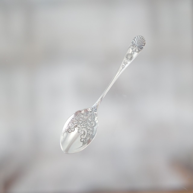 純銀製 1896年 シェフィールド製 花紋ジャムスプーン イギリス アンティーク