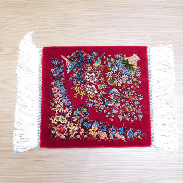 高密度170万ノット イラン製ペルシャウィルトンカーペット モダール100％ シルクのような光沢 ミニラグ30cm