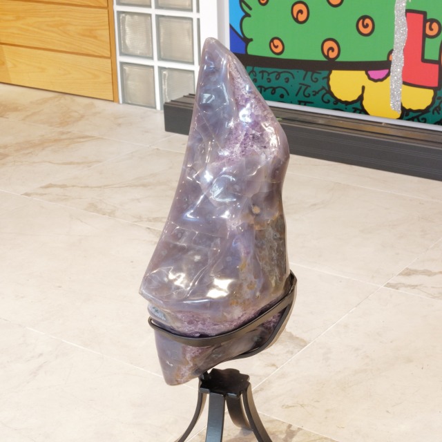 高品質 アメジストドーム スタンド付 紫水晶 原石 クラスター ジオード