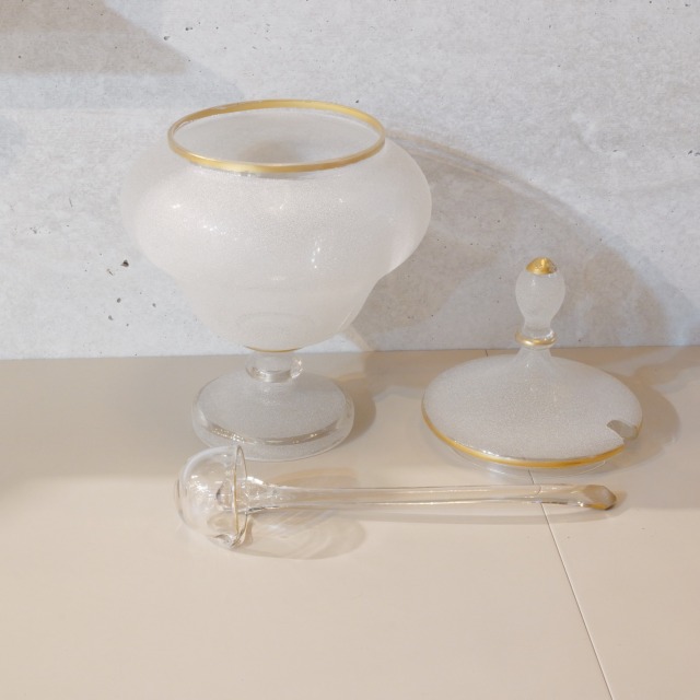 1900年頃 フランス アンティーク コンポート＆グラスセット 金彩