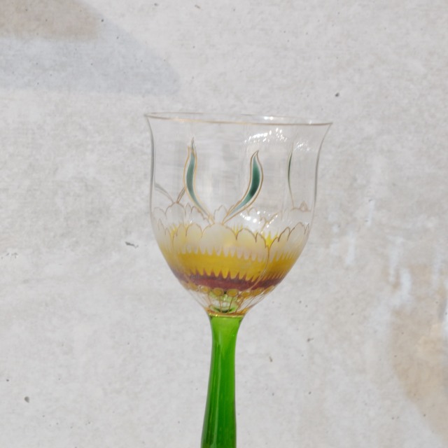 1900年頃 テリジェンタール アールヌーヴォー様式 花文様 ワイングラス