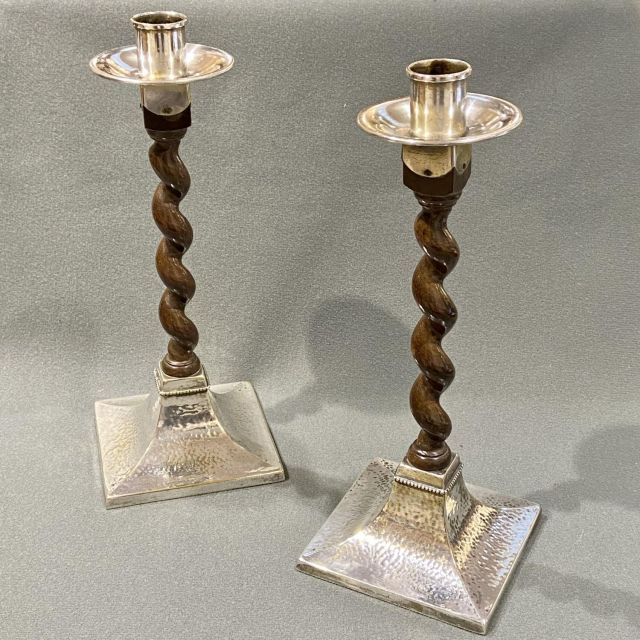 イギリスアンティーク銀シルバープレート製キャンドルスタンド1960年代