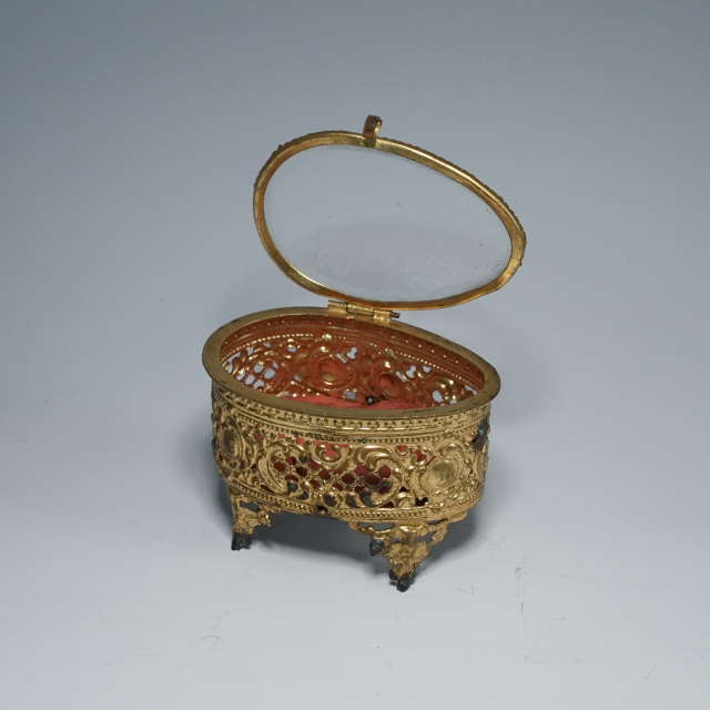 フランス 1880年代 真鍮 ガラス ジュエリーボックス