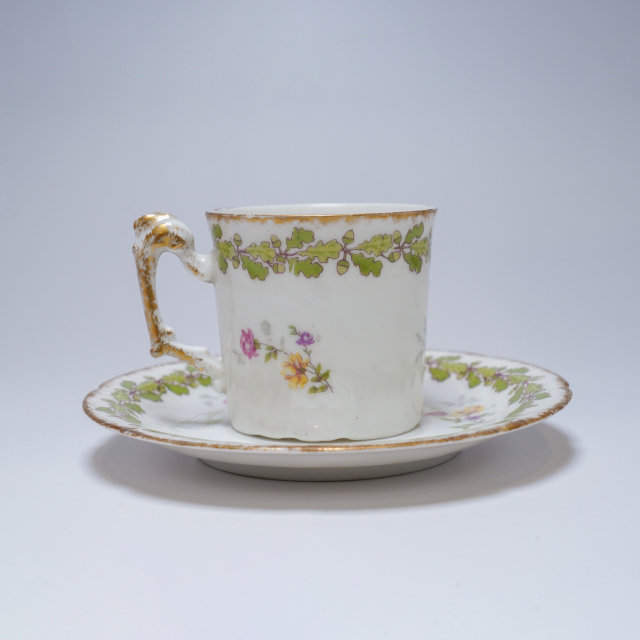 フランス 1900年代 磁器 Limoges リモージュ エスプレッソカップ＆ソーサー