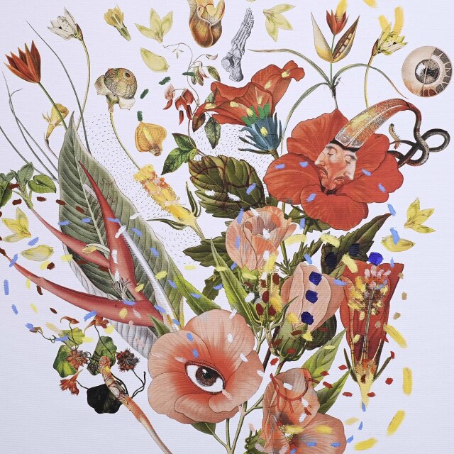 イタリア 2023年 キャンバス Paola Tassetti - 「HIBISCUS」 EC-07603