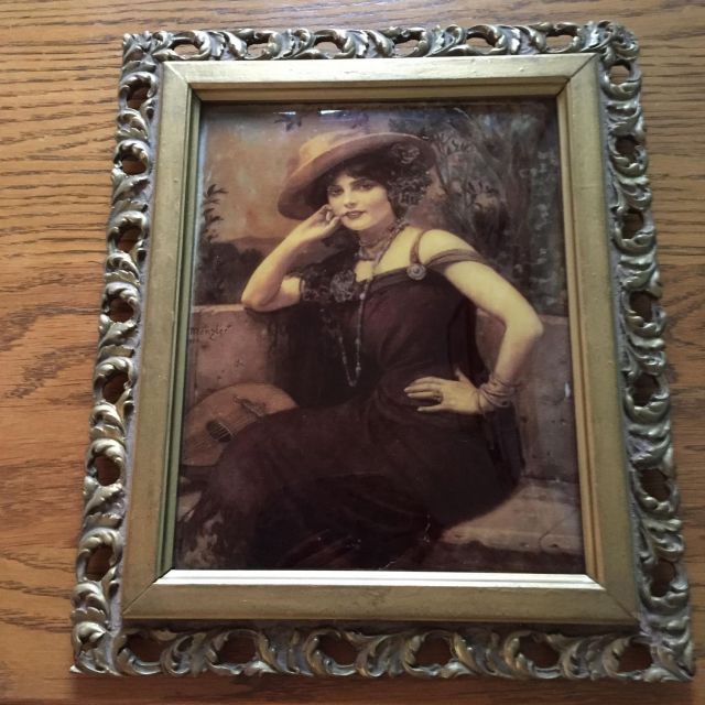 ドイツ 1910年代 座る若い女性の絵画