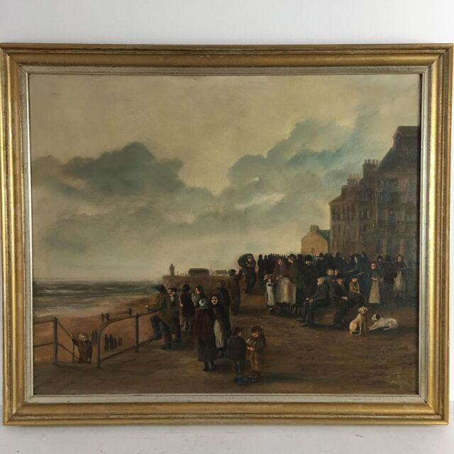アンティーク　イギリス　フランス　ポートレイト　絵画　ヴィンテージ　レトロ イギリス 1900年代 キャンバス Lez Raymond Bramwell レズ