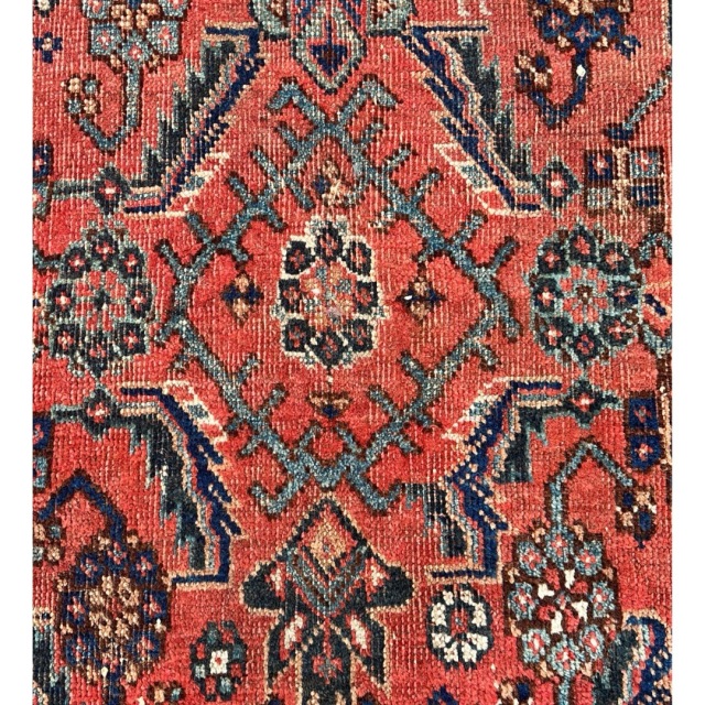 イラン 1880-1900年代 ウール   手織りペルシャ絨毯 アフシャール ラグ Herati Design EC-16276